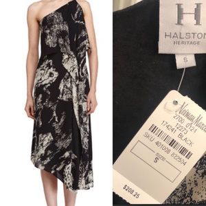 NWT Halston Heritage Asymmetric Pattern Tier Dress